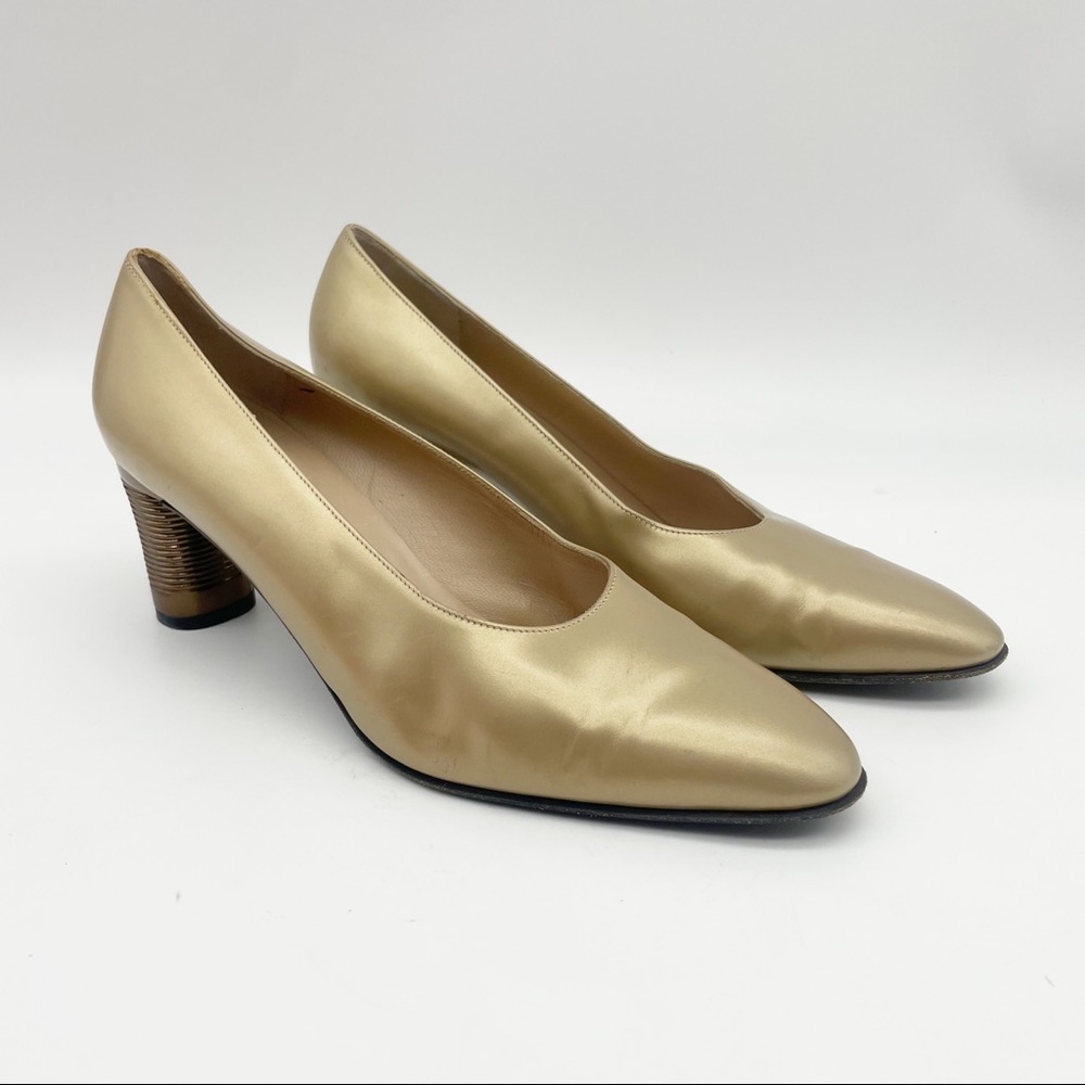 Salvadore Ferragamo Gold Bronze  Heels